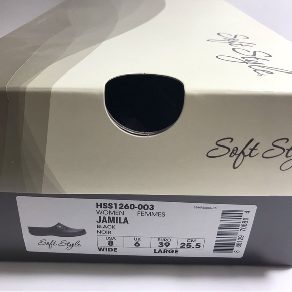 Soft Style Jamila Black Leather Slip on Flat Mules Size 8 Wide - Picture 10 of 11